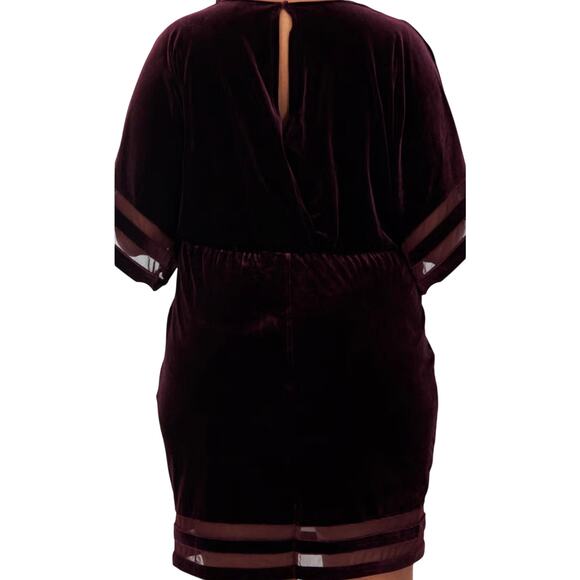 NWT Jessica Howard 20W eggplant Velvet Illusion dress insets on sleeves & hem. - Picture 5 of 13